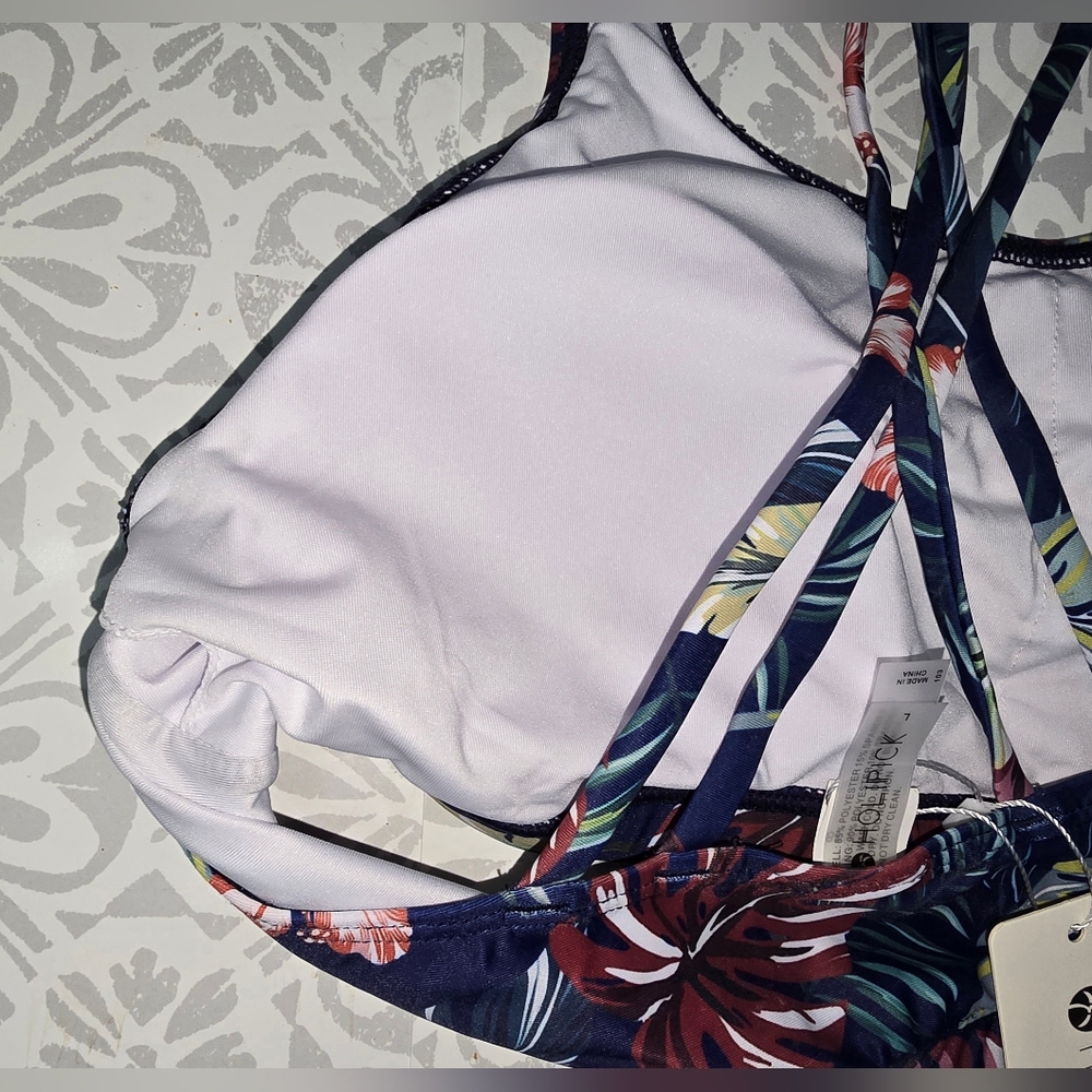 NWT Holipick Tropical Floral Bikini Top – Size L - Picture 6 of 8